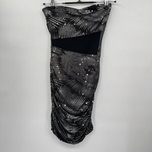 VIntage TABOO Woman's Black Strapless Dress Bodycon Sparkle S‎